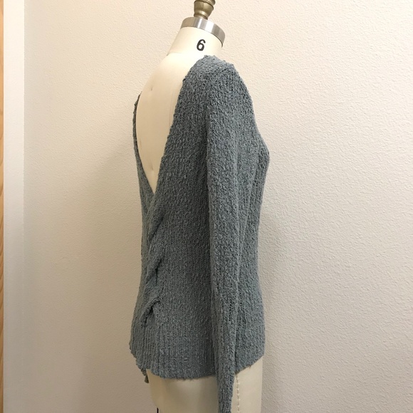 Ruby Moon Knit Deep Open Back Textured Sweater In Slate Teal In Size X-Small - Picture 2 of 12